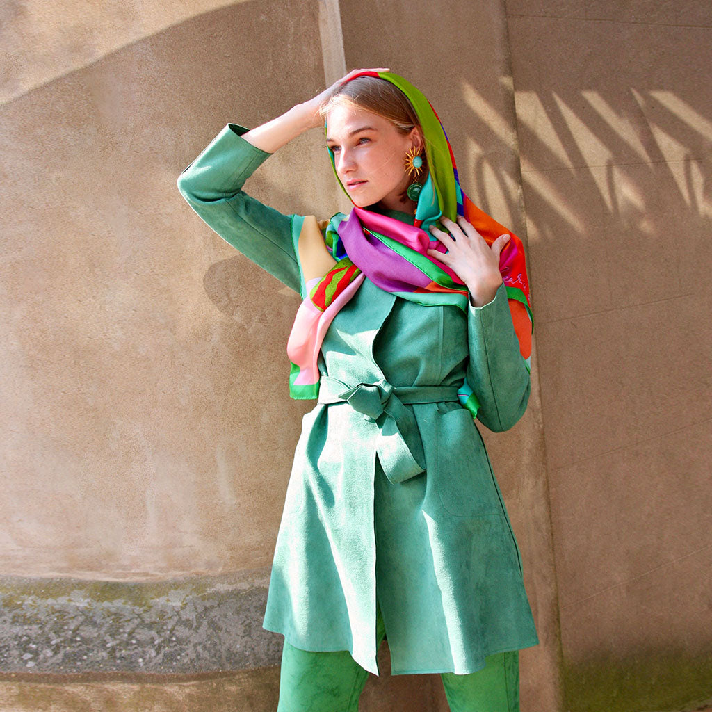 Green Faux Suede Marcie Coat