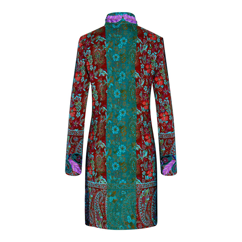 Green/Purple Embroidered Paisley Shawl Wool Jacket