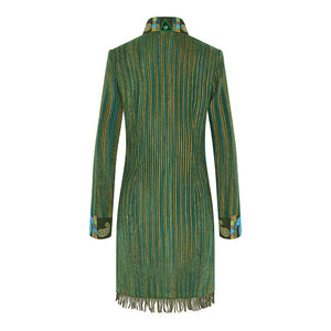 Green Stripes Cubic Paisley Shawl Wool Jacket