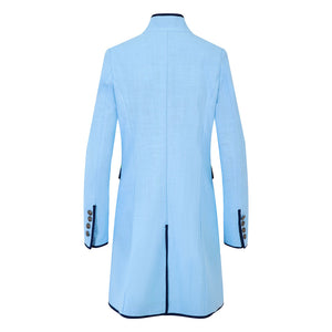 Ice Blue Linen Cavalier Coat