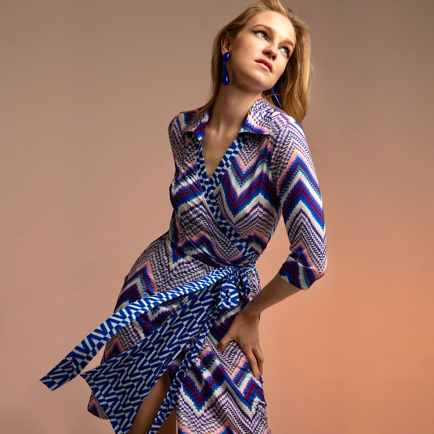 Indigo Pulse Wrap Dress