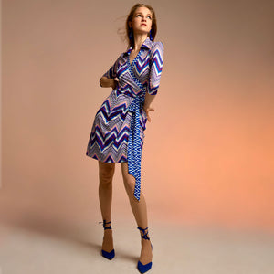 Indigo Pulse Wrap Dress
