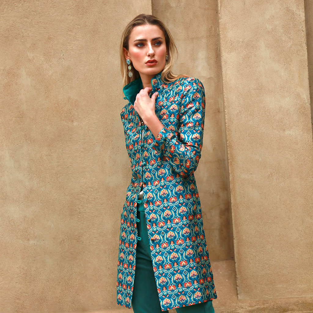 Jade Alejandra Nehru Silk Coat
