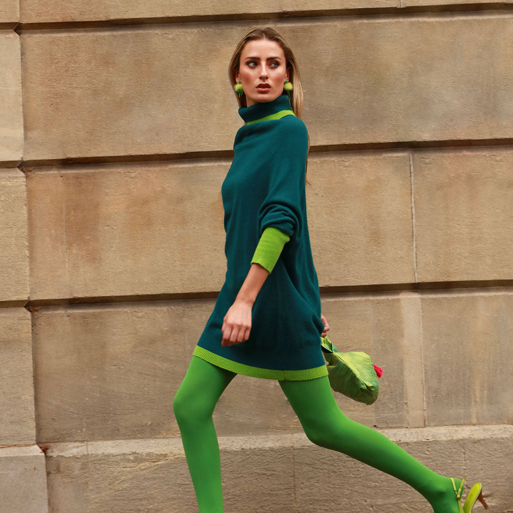 Jade Cashmere Roll Neck Jumper