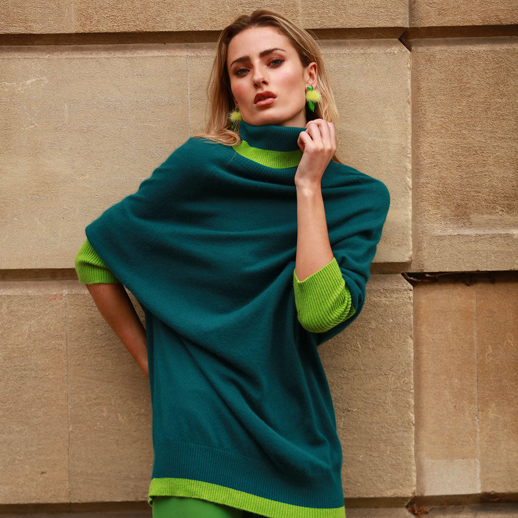 Jade Cashmere Roll Neck Jumper