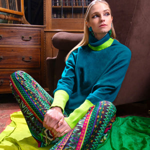 Jade Cashmere Roll Neck Jumper