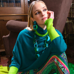 Jade Cashmere Roll Neck Jumper