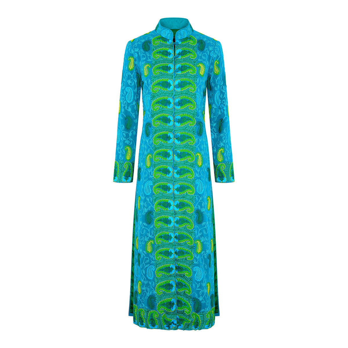 Jade Fern Royale Embroidered Long Coat