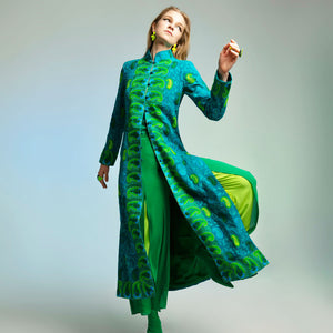 Jade Fern Royale Embroidered Long Coat