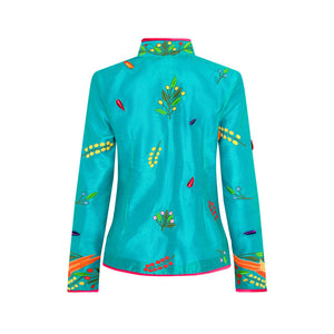 Jade Moroccan Birds Short Nehru Jacket