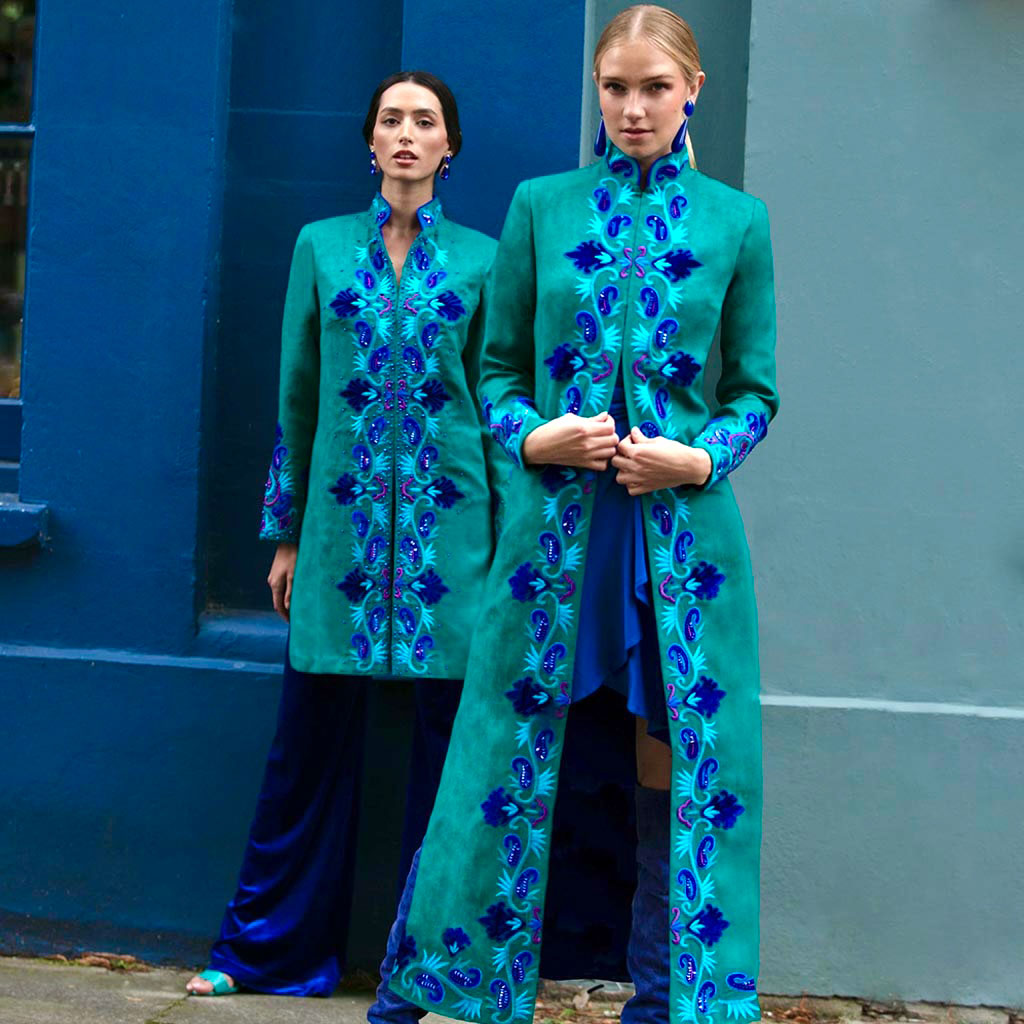 Jade Moti Nehru Long Coat