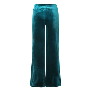 Jade Velvet Wide Flare Trousers
