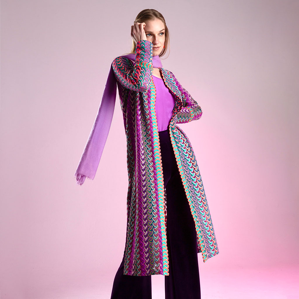 Purple Zigzag Jessie Longline Cardigan