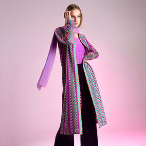 Purple Zigzag Jessie Longline Cardigan