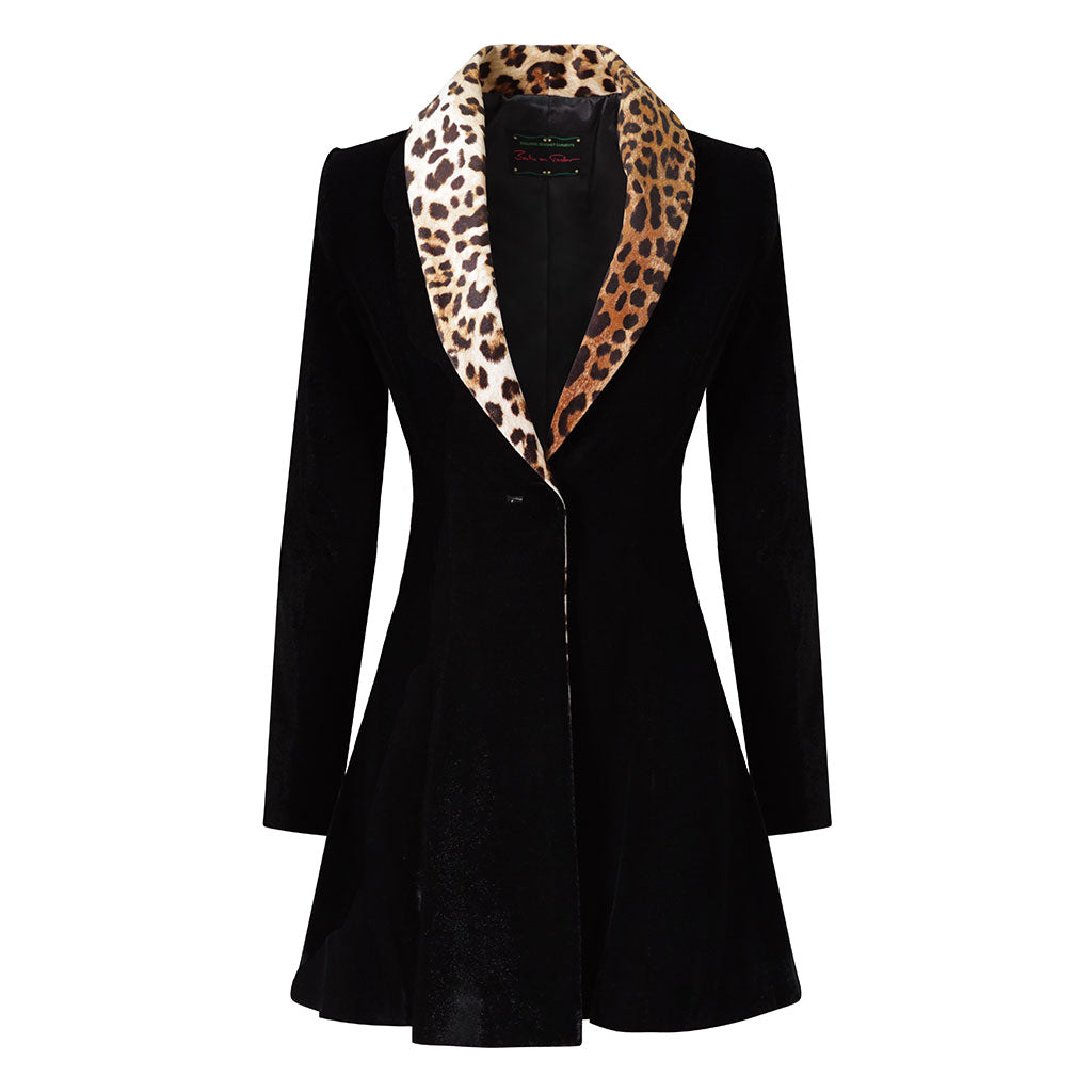 Leopard/Black Tiber Velvet Swing Jacket