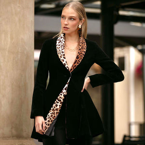 Leopard/Black Tiber Velvet Swing Jacket