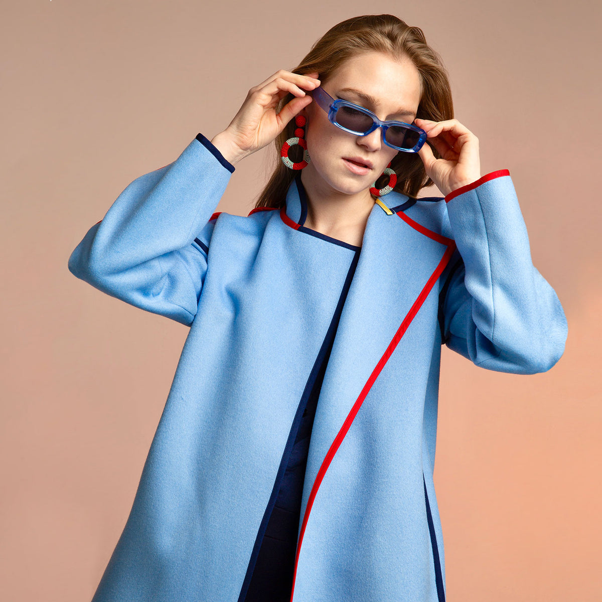 Light Blue Oversized Cashmere Mix Space Coat