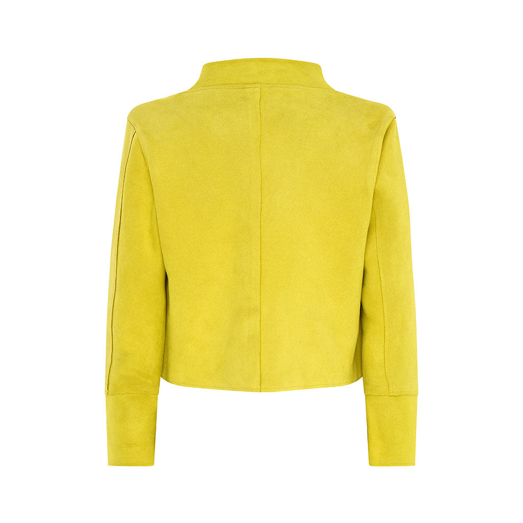 Lime Yellow Faux Suede Maya Cropped Jacket