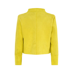 Lime Yellow Faux Suede Maya Cropped Jacket