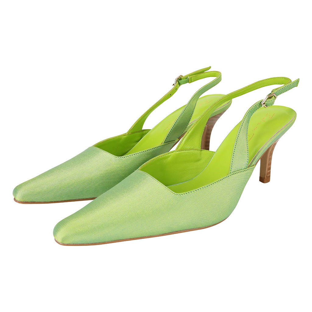 Lime Gloria Slingback Kitten Heel Shoes