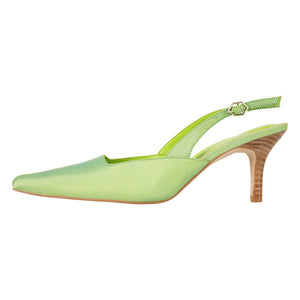 Lime Gloria Slingback Kitten Heel Shoes