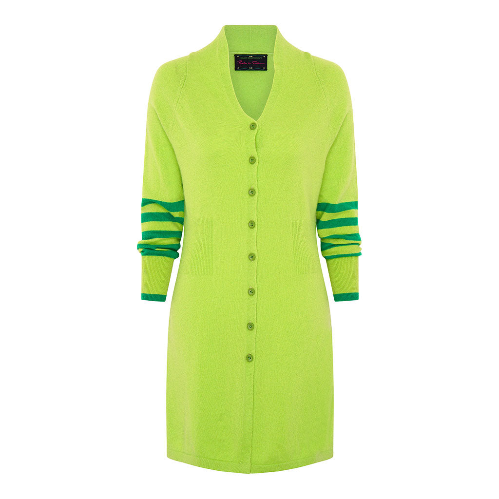 Lime Green Longline Cashmere Cardigan
