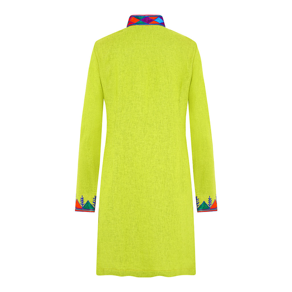 Lime Nomad Verdon Linen Nehru Jacket