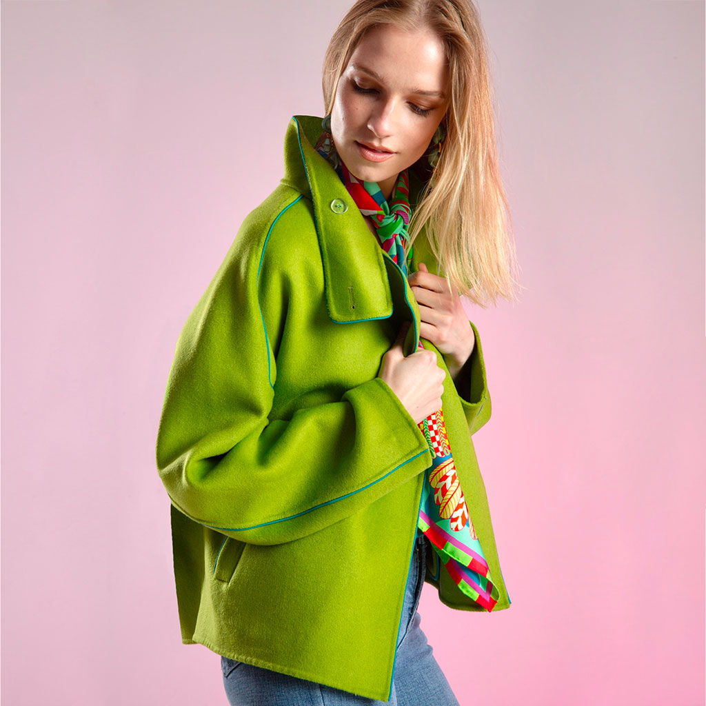 Lime/Turquoise Cashmere Mix Audrey Bomber Jacket