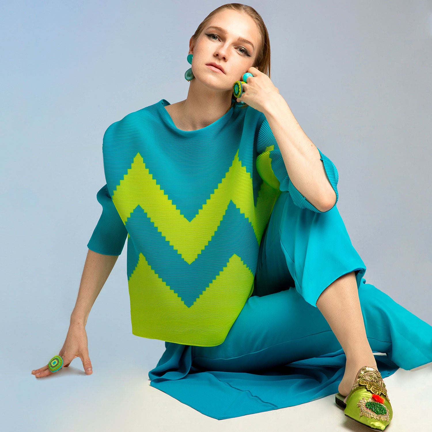 Lime/Turquoise Zig Zag Jumper
