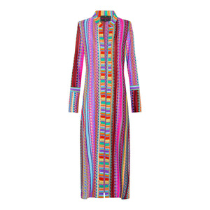 Fuchsia Zigzag Jessie Longline Cardigan