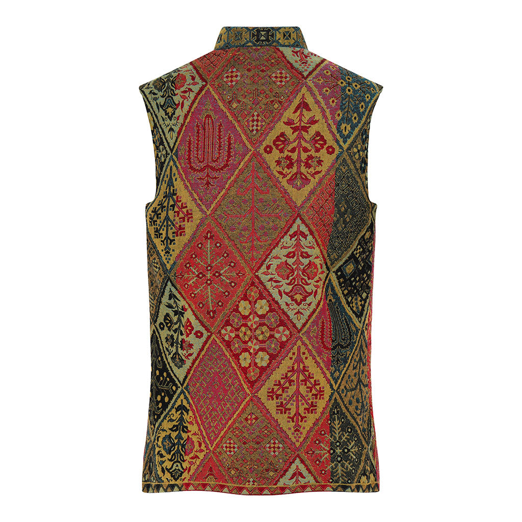 Mens Jade/Red Paisley Shawl Waistcoat