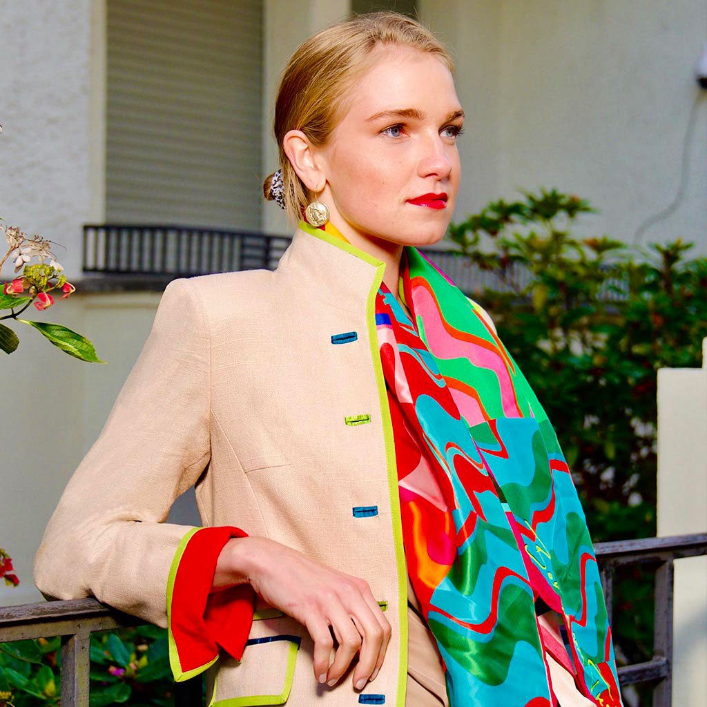 Mother of Pearl Square Silk Scarf