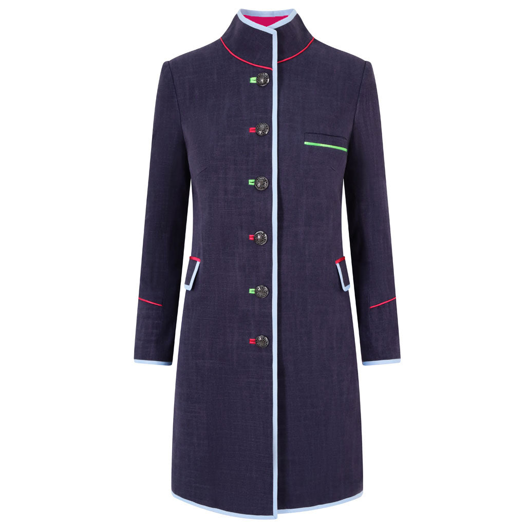 Navy/Dark Pink Linen Cavalier Jacket