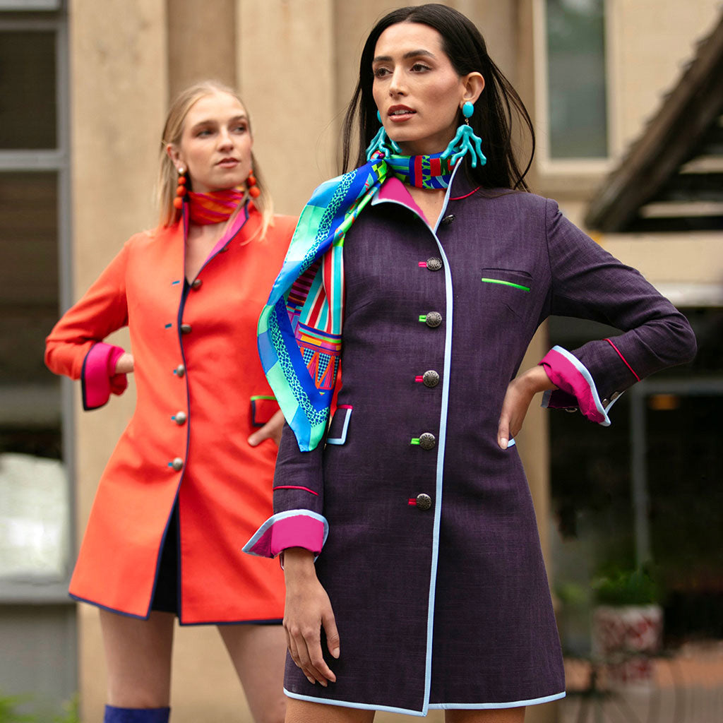 Navy/Dark Pink Linen Cavalier Jacket