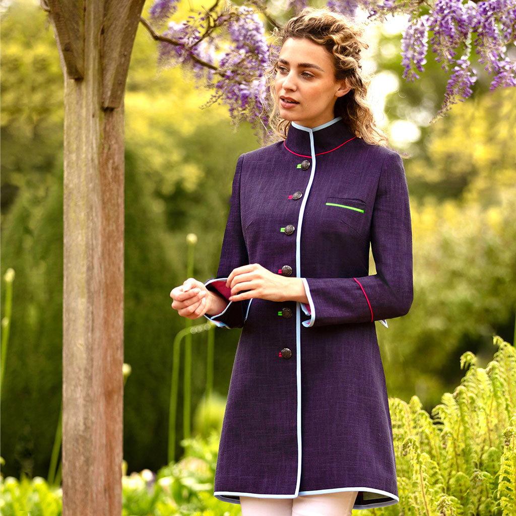 Navy/Dark Pink Linen Cavalier Jacket