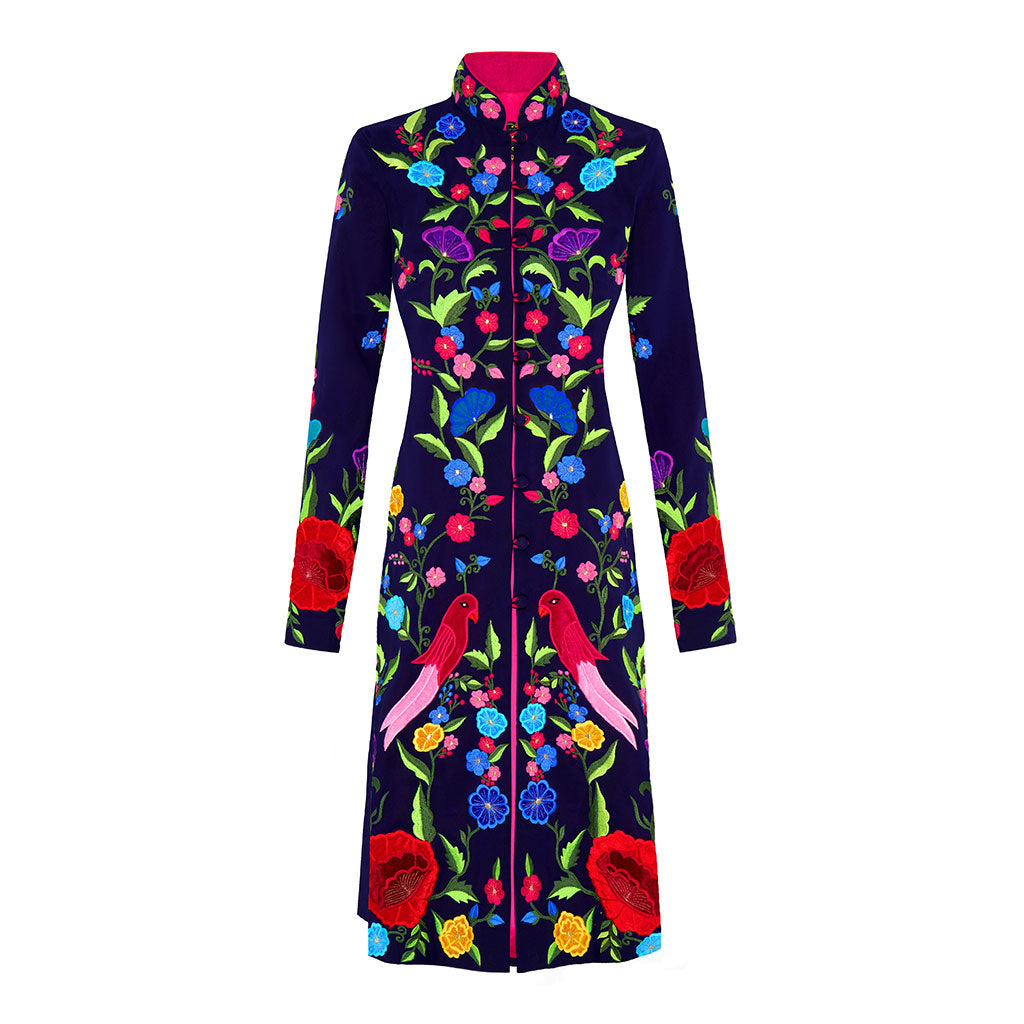 Navy Elysium Embroidered Georgette Nehru Jacket