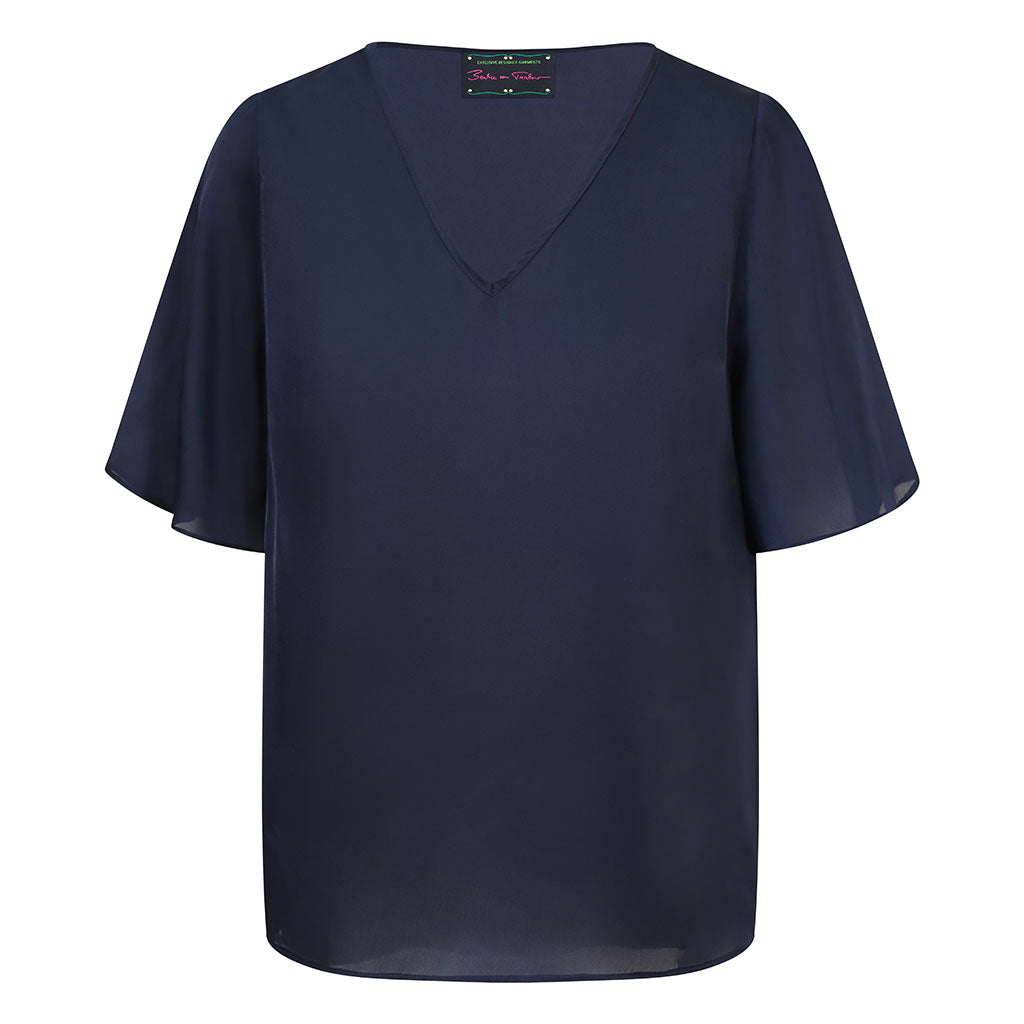 Navy Flare Sleeve Top