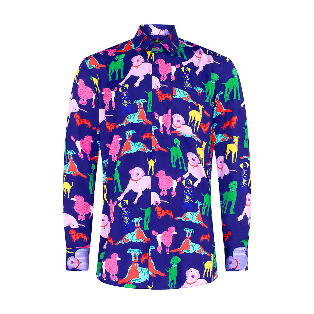 Navy Poochies Mens Cotton Shirt