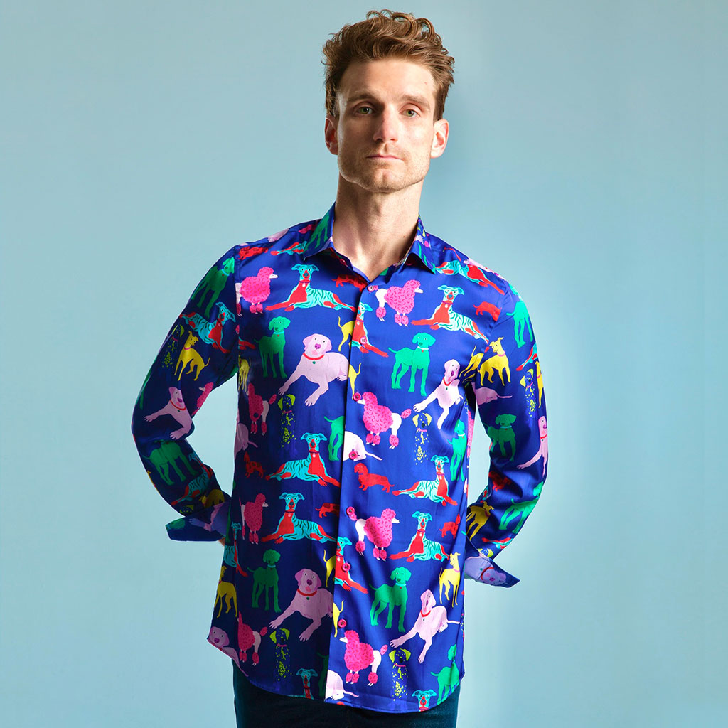 Navy Poochies Mens Cotton Shirt