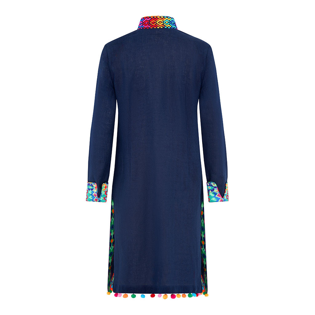 Navy Verdon Linen Nehru Jacket