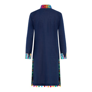 Navy Verdon Linen Nehru Jacket