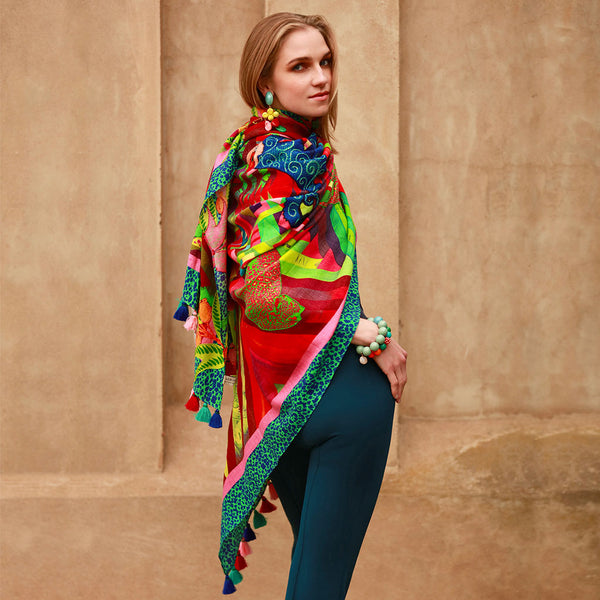 Neon Savanna Stilvoll Wool Shawl - Beatrice von Tresckow
