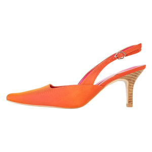 Orange Gloria Slingback Kitten Heel Shoes