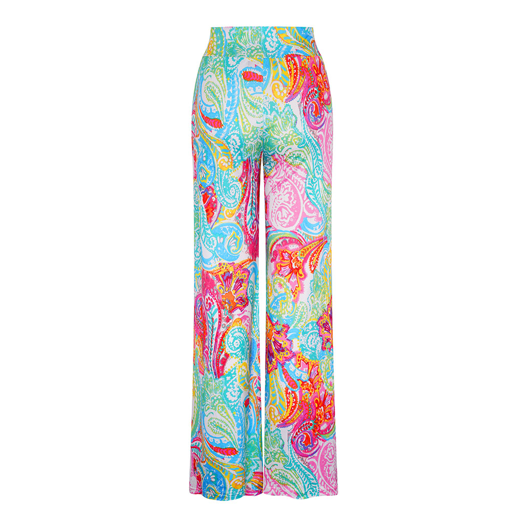 Pastel Paisley Wide Stretch Flare Trousers