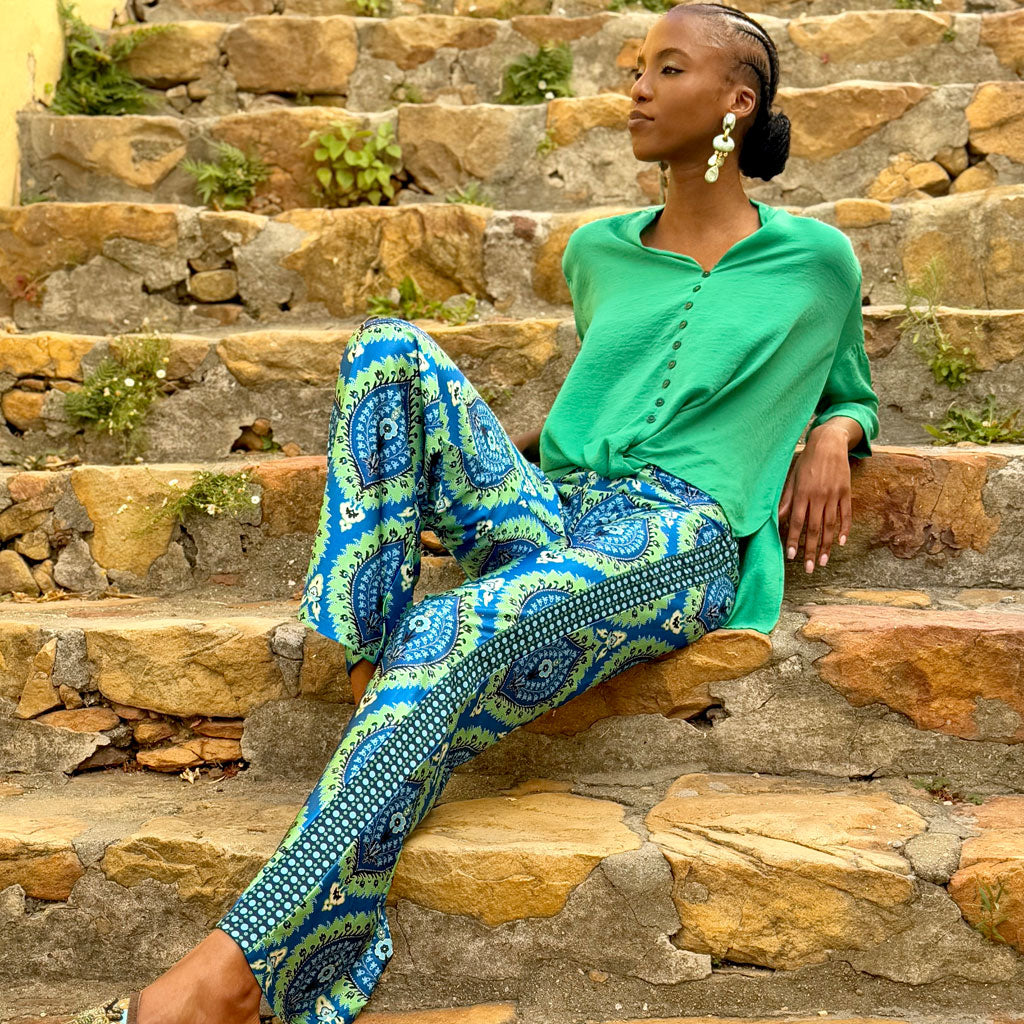 Peacock Wide Stretch Flare Trousers