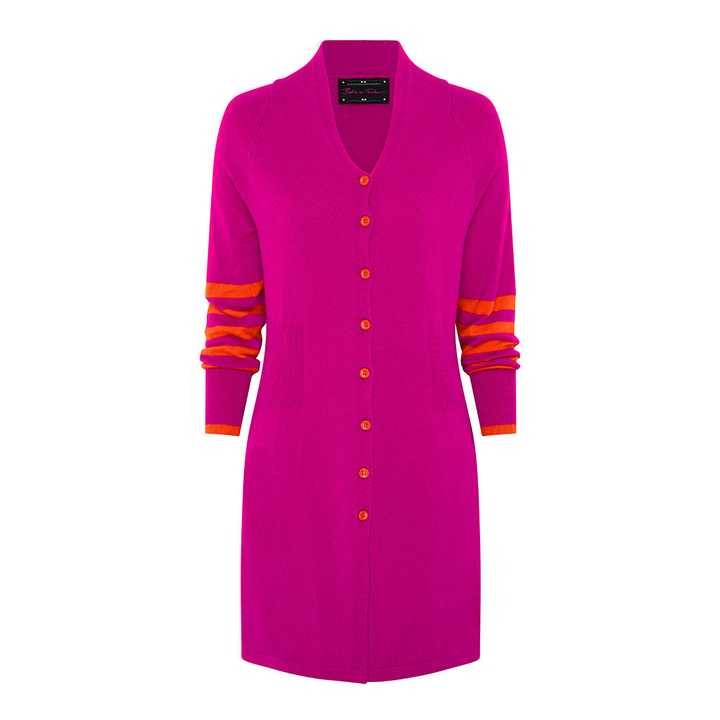 Pink Longline Cashmere Cardigan