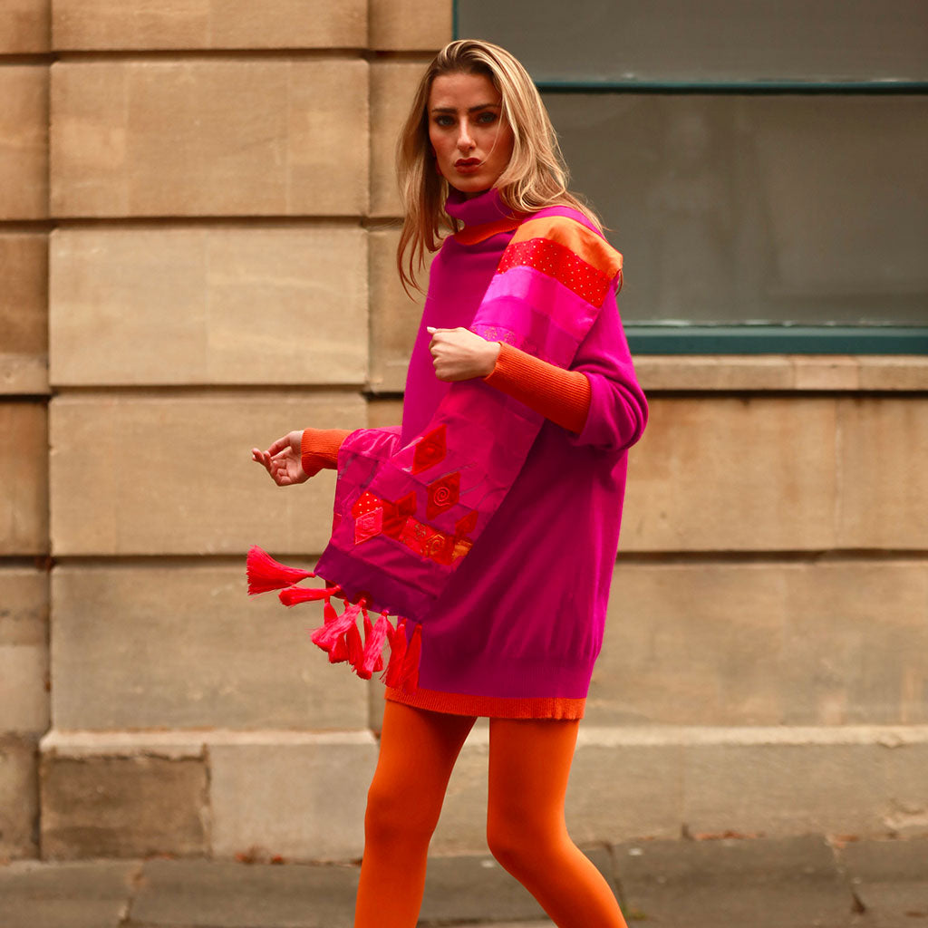 Pink Cashmere Roll Neck Jumper