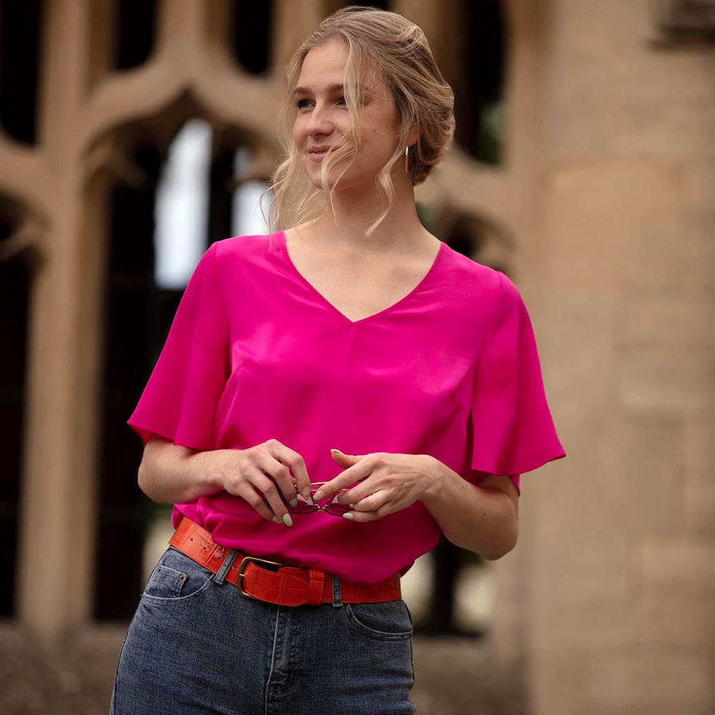 Pink Flare Sleeve Top