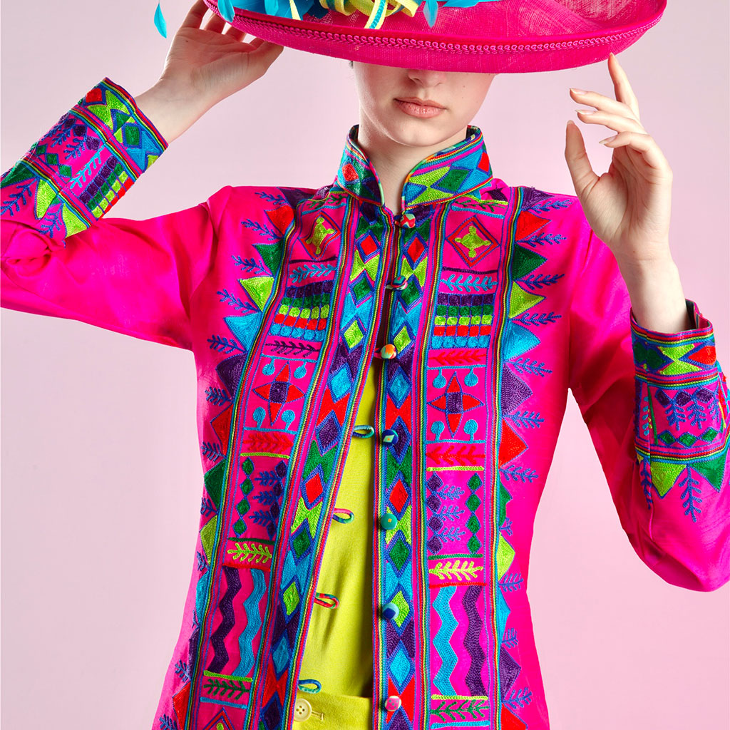 Pink Embroidered Silk Nomad Long Coat