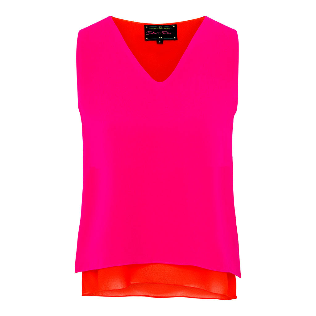 Pink/Orange Chiffon Layered Top